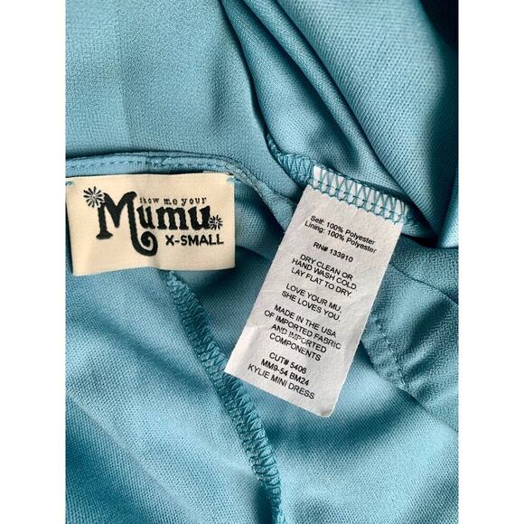 Show Me Your Mumu Kylie Mini Dress in Steel Blue Size XS Chiffon Lined Party - Picture 4 of 4